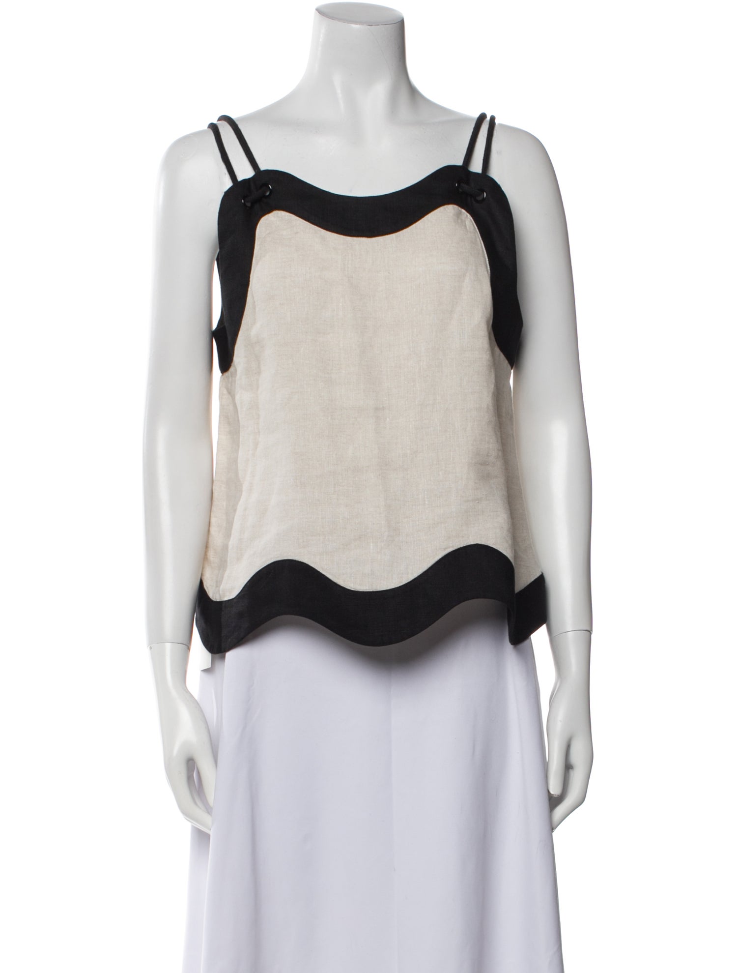 Staud Linen Colorblock Pattern Top