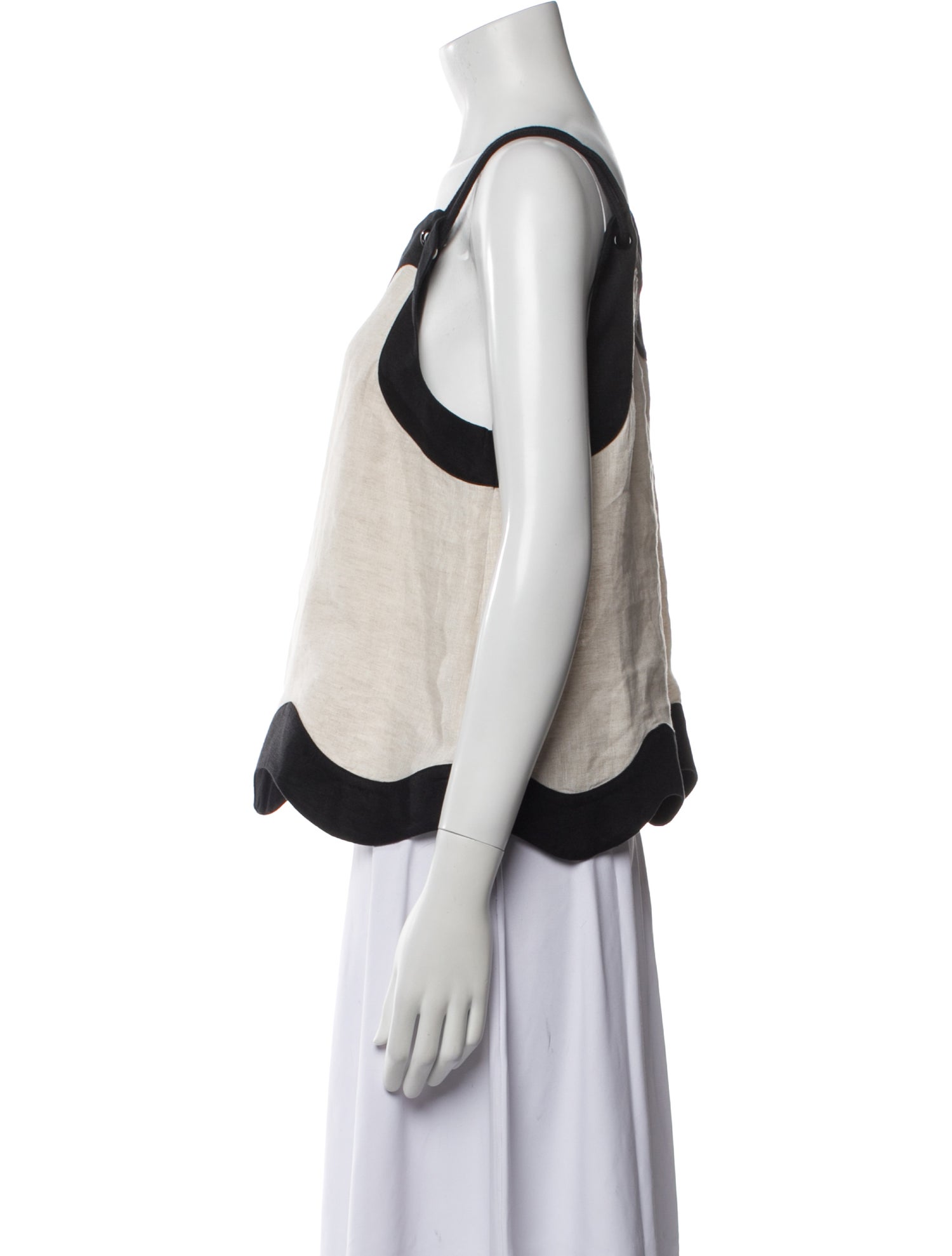 Staud Linen Colorblock Pattern Top