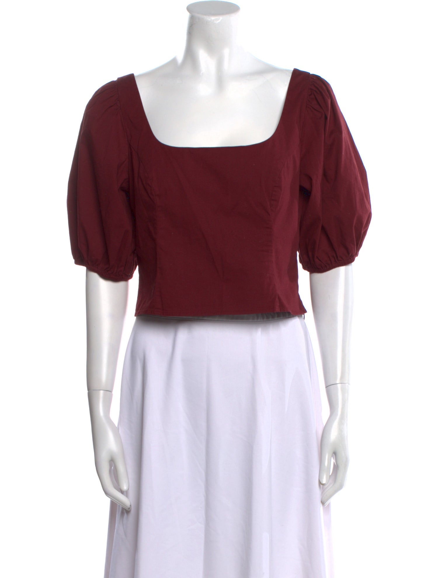 Staud Square Neckline Short Sleeve Crop Top