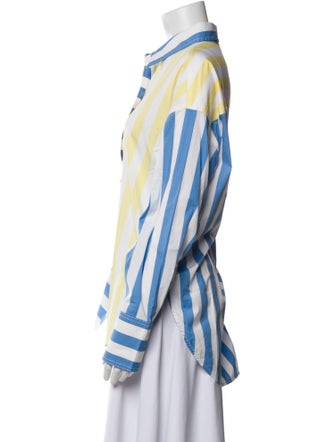Staud Striped Long Sleeve Button-Up Top