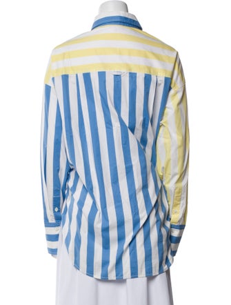 Staud Striped Long Sleeve Button-Up Top