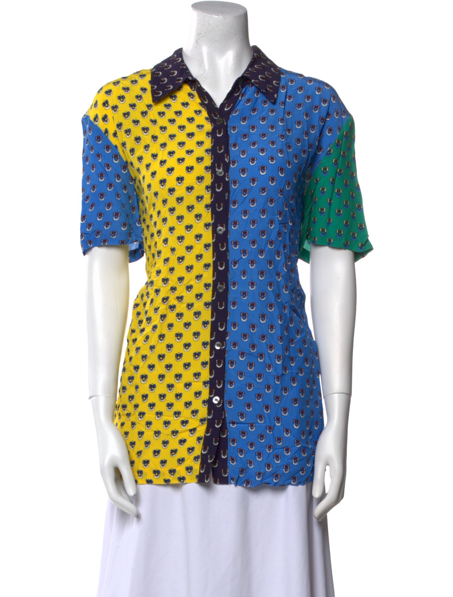 Staud Printed Short Sleeve Button-Up Top w/ Tags