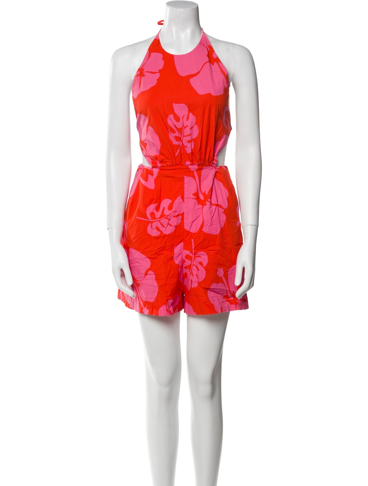 Staud Floral Print Halterneck Romper