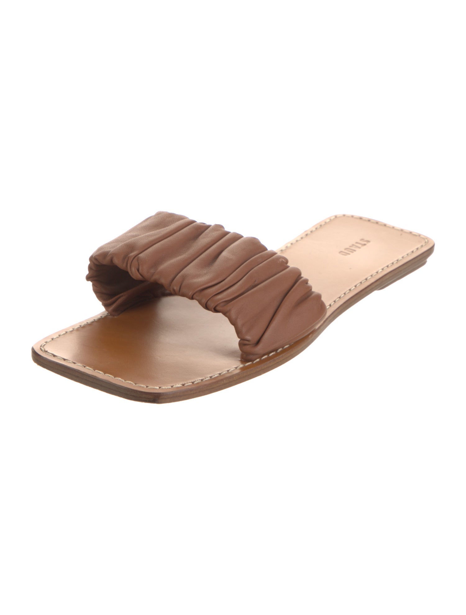 Staud Leather Pleated Accents Slides