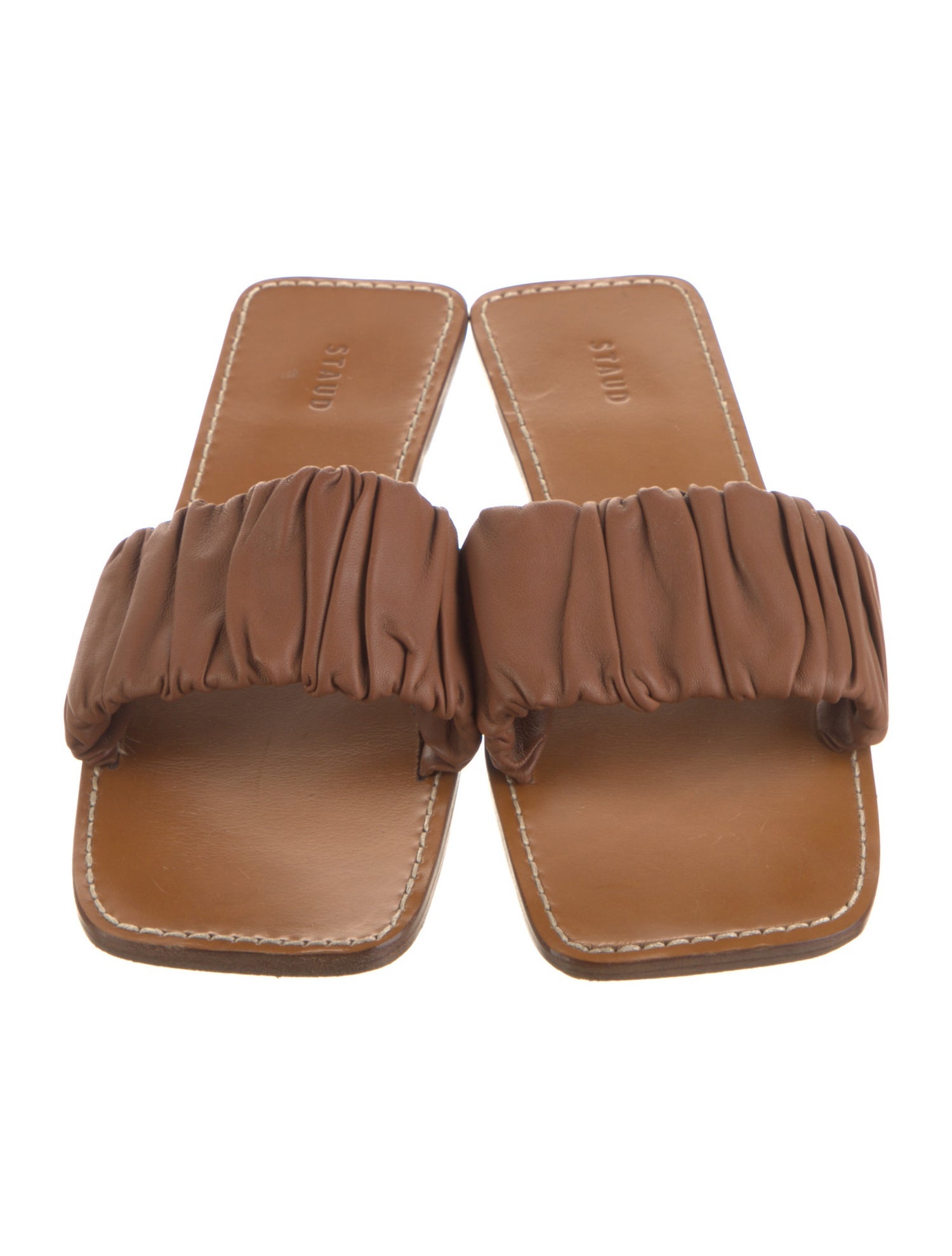 Staud Leather Pleated Accents Slides