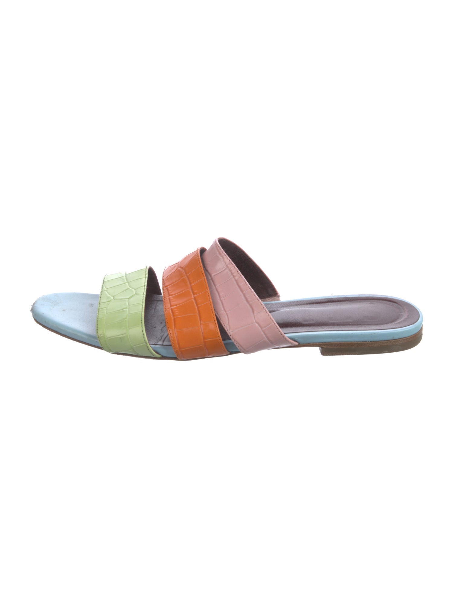 Staud Leather Colorblock Pattern Slides