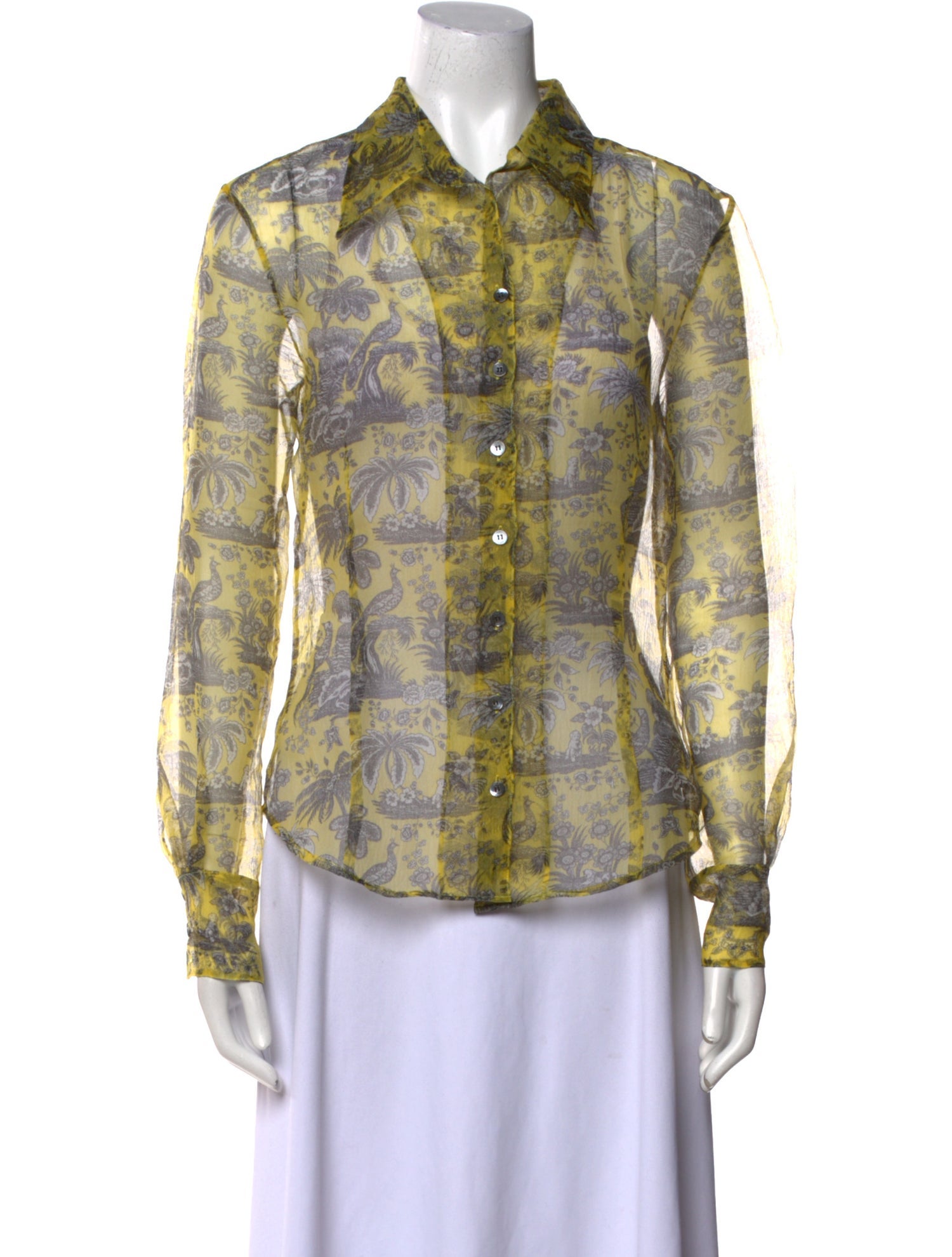 Staud Printed Long Sleeve Button-Up Top