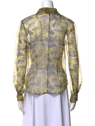 Staud Printed Long Sleeve Button-Up Top