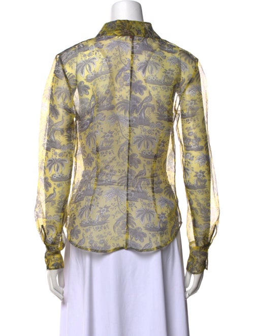 Staud Printed Long Sleeve Button-Up Top