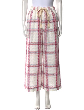 Staud Plaid Print Wide Leg Pants