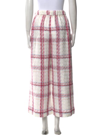 Staud Plaid Print Wide Leg Pants