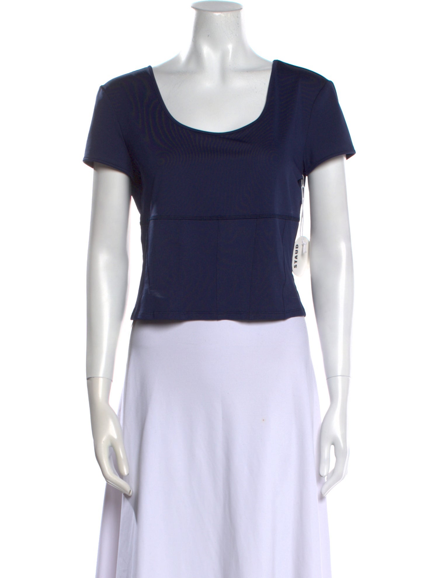 Staud Scoop Neck Short Sleeve Crop Top