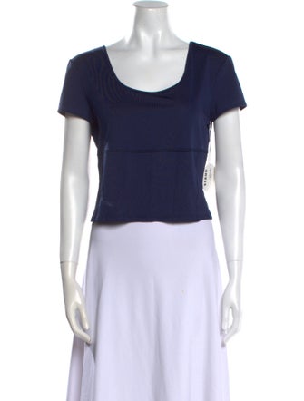 Staud Scoop Neck Short Sleeve Crop Top