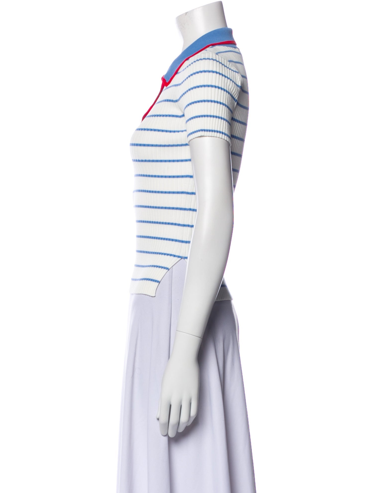 Staud Striped Short Sleeve Polo