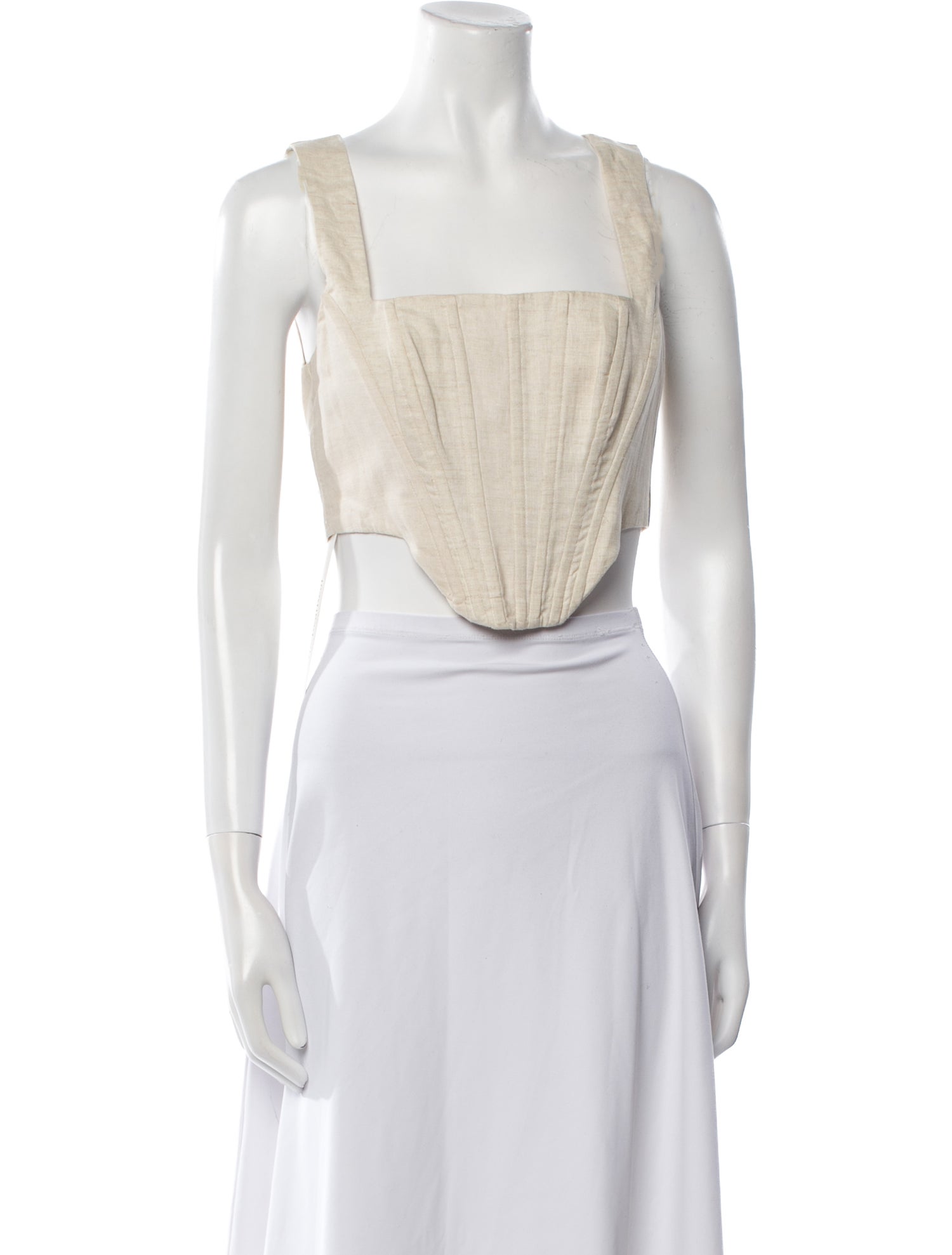 Staud Linen Square Neckline Crop Top
