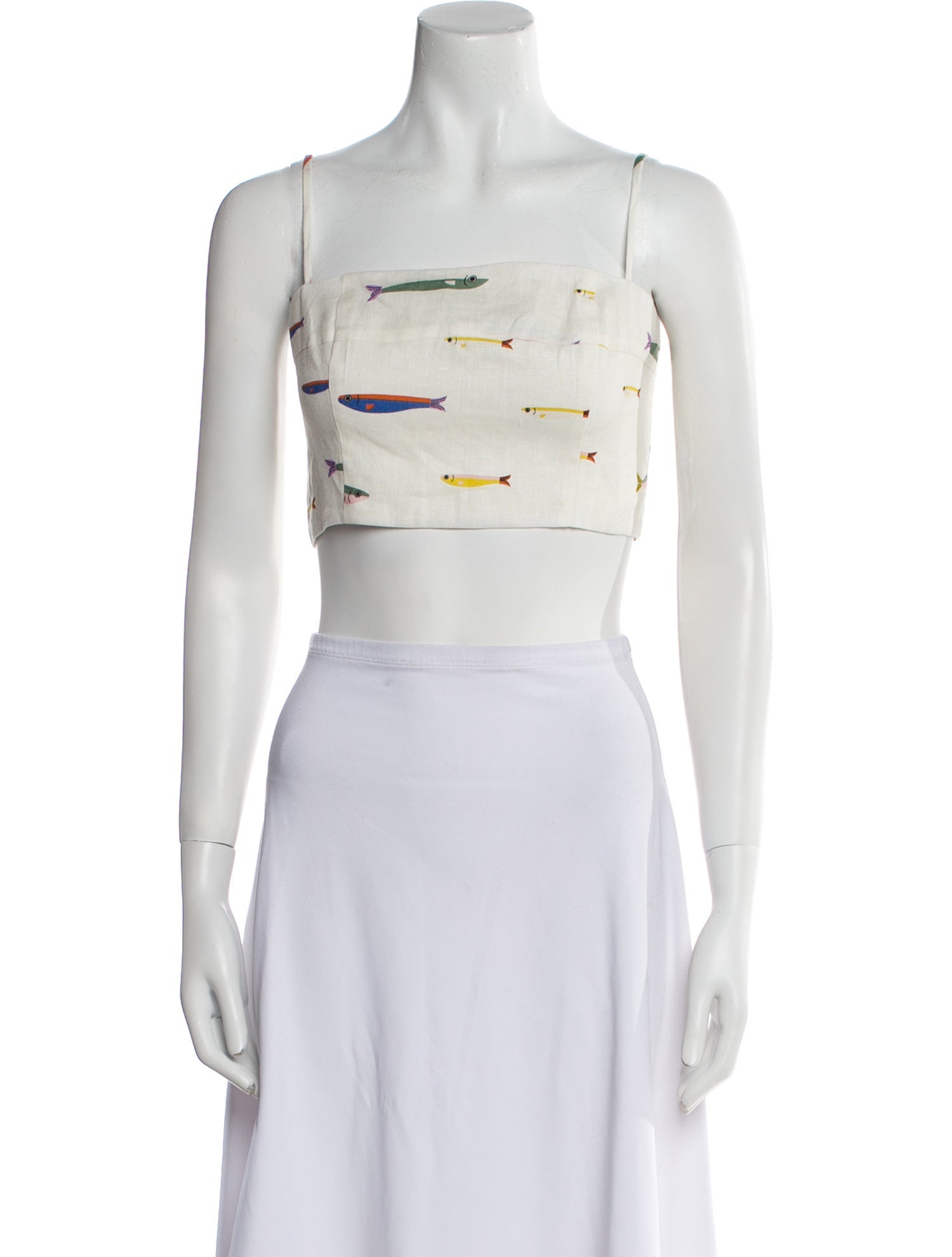 Staud Linen Printed Crop Top