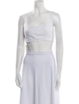 Staud Square Neckline Sleeveless Crop Top