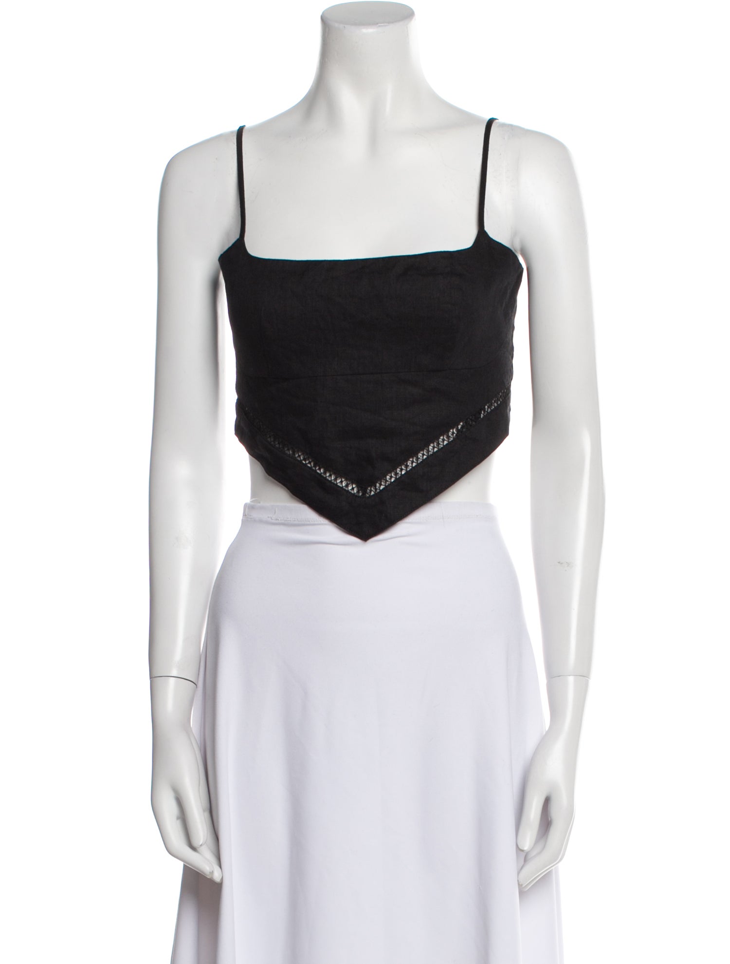 Staud Linen Square Neckline Crop Top