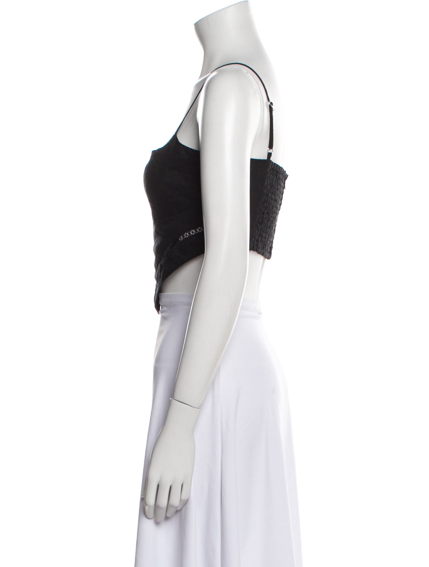 Staud Linen Square Neckline Crop Top