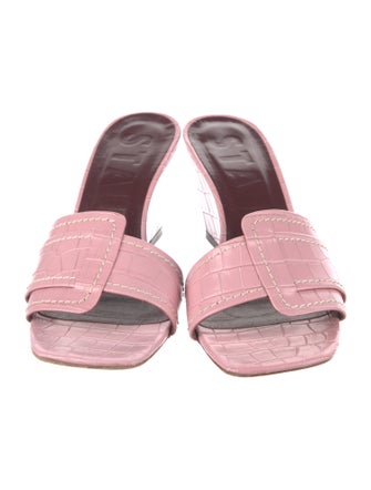 Staud Embossed Leather Slides