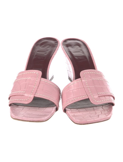 Staud Embossed Leather Slides