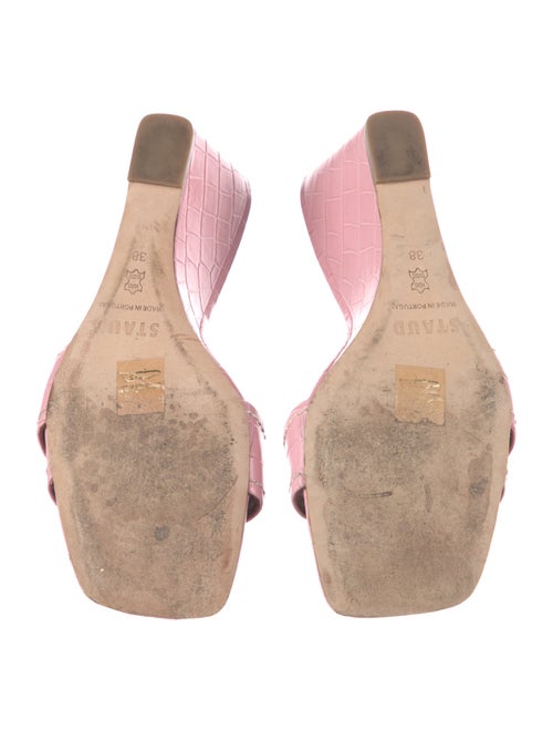 Staud Embossed Leather Slides