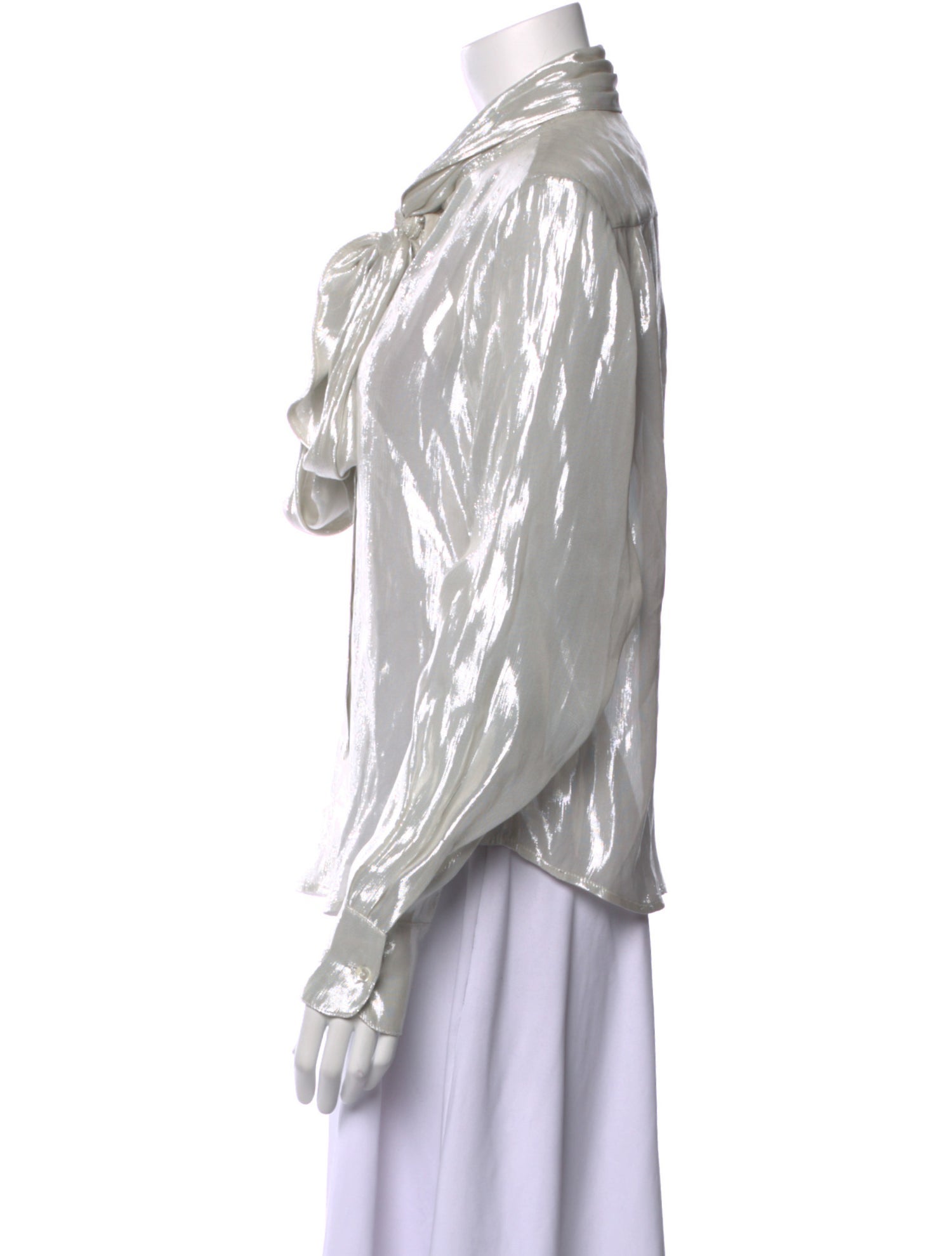 Staud V-Neck Long Sleeve Button-Up Top