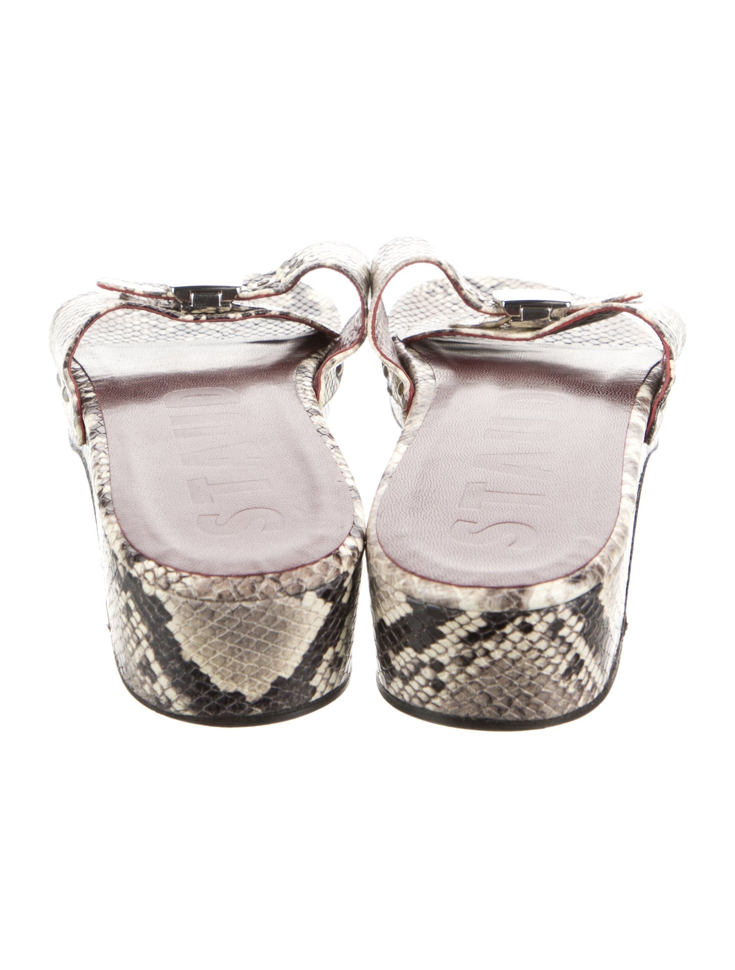 Staud Embossed Leather Animal Print Slides