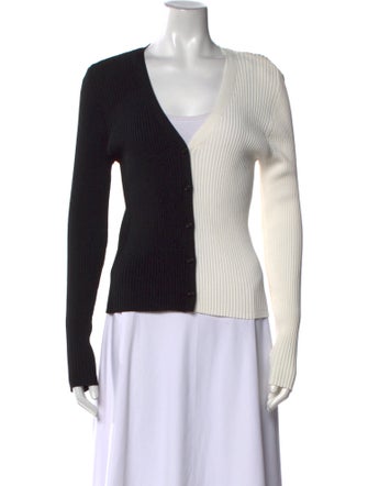 Staud Colorblock Pattern V-Neck Sweater