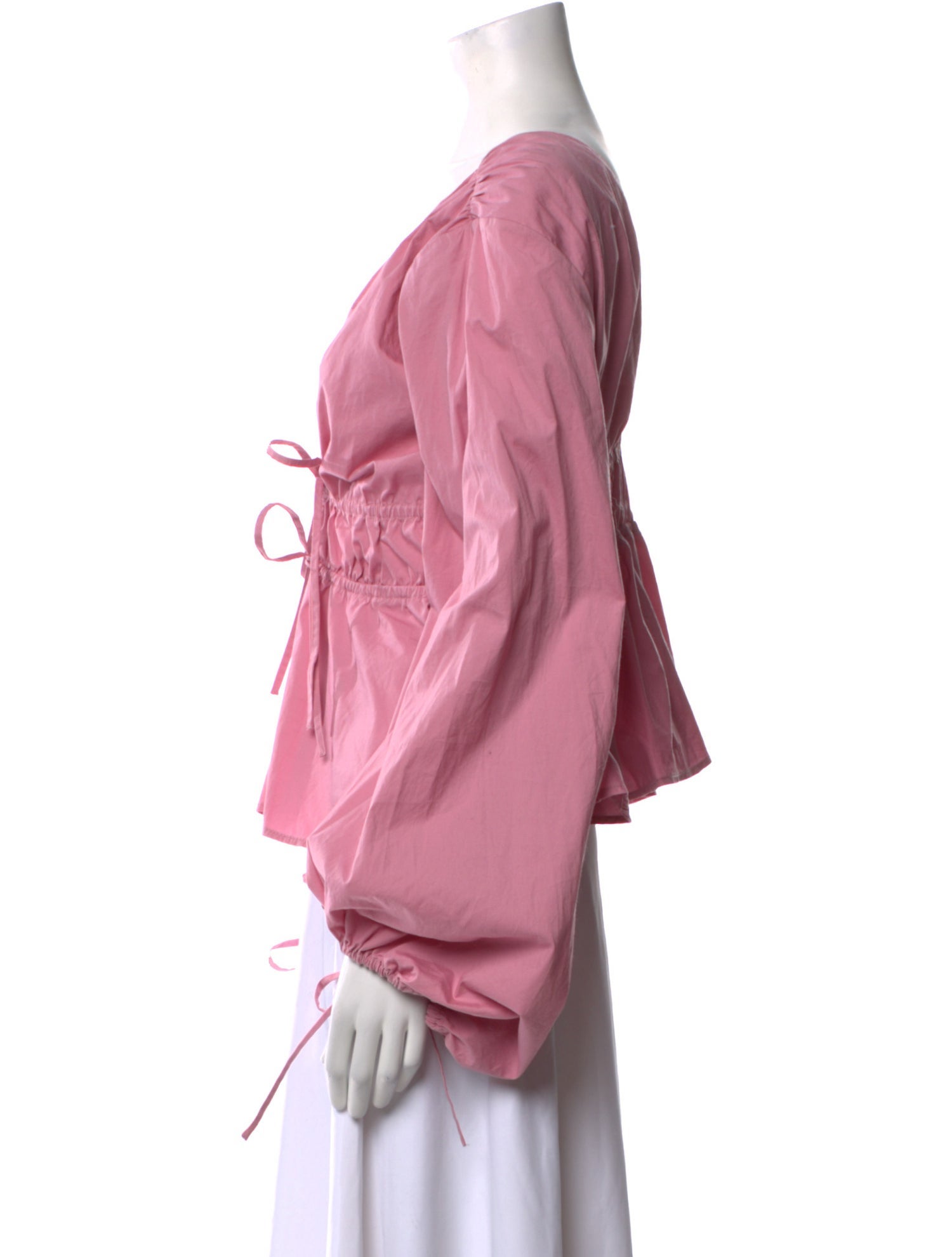 Staud Plunge Neckline Long Sleeve Blouse