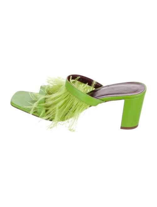 Staud Leather Feather Trim Slides