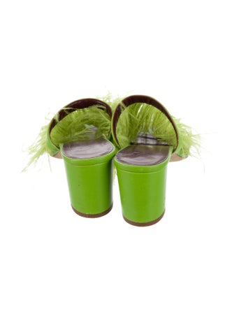 Staud Leather Feather Trim Slides