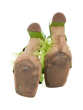 Staud Leather Feather Trim Slides