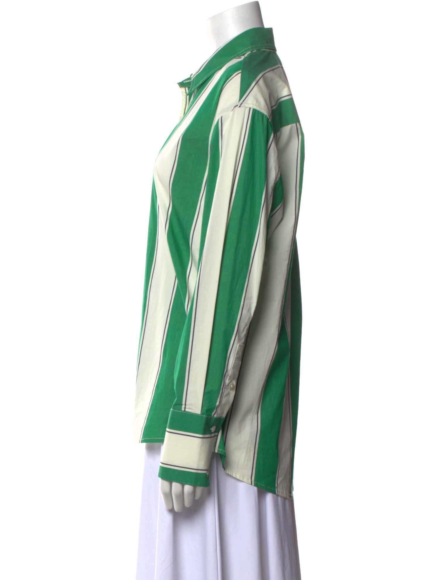 Staud Striped Long Sleeve Button-Up Top