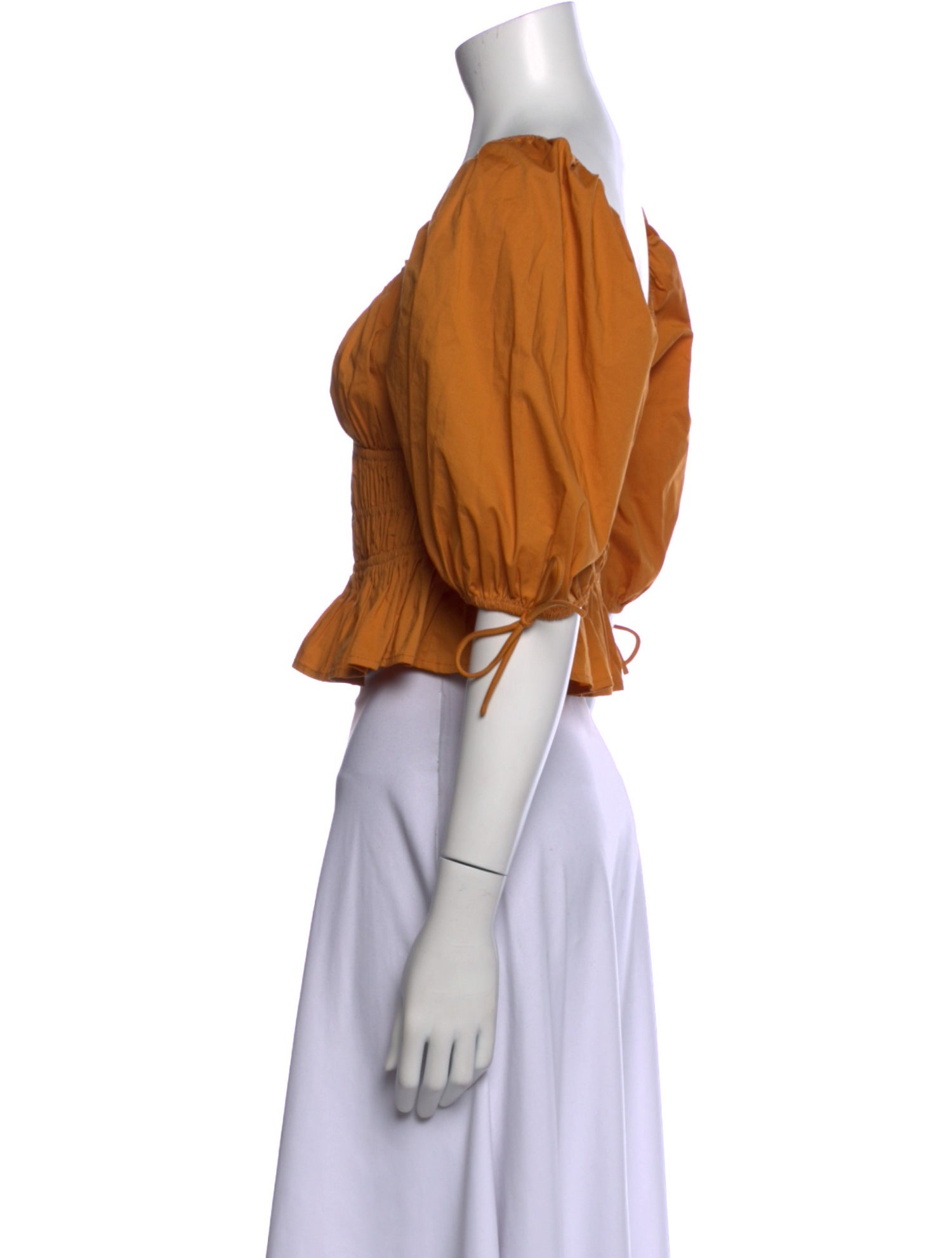 Staud Square Neckline Short Sleeve Crop Top