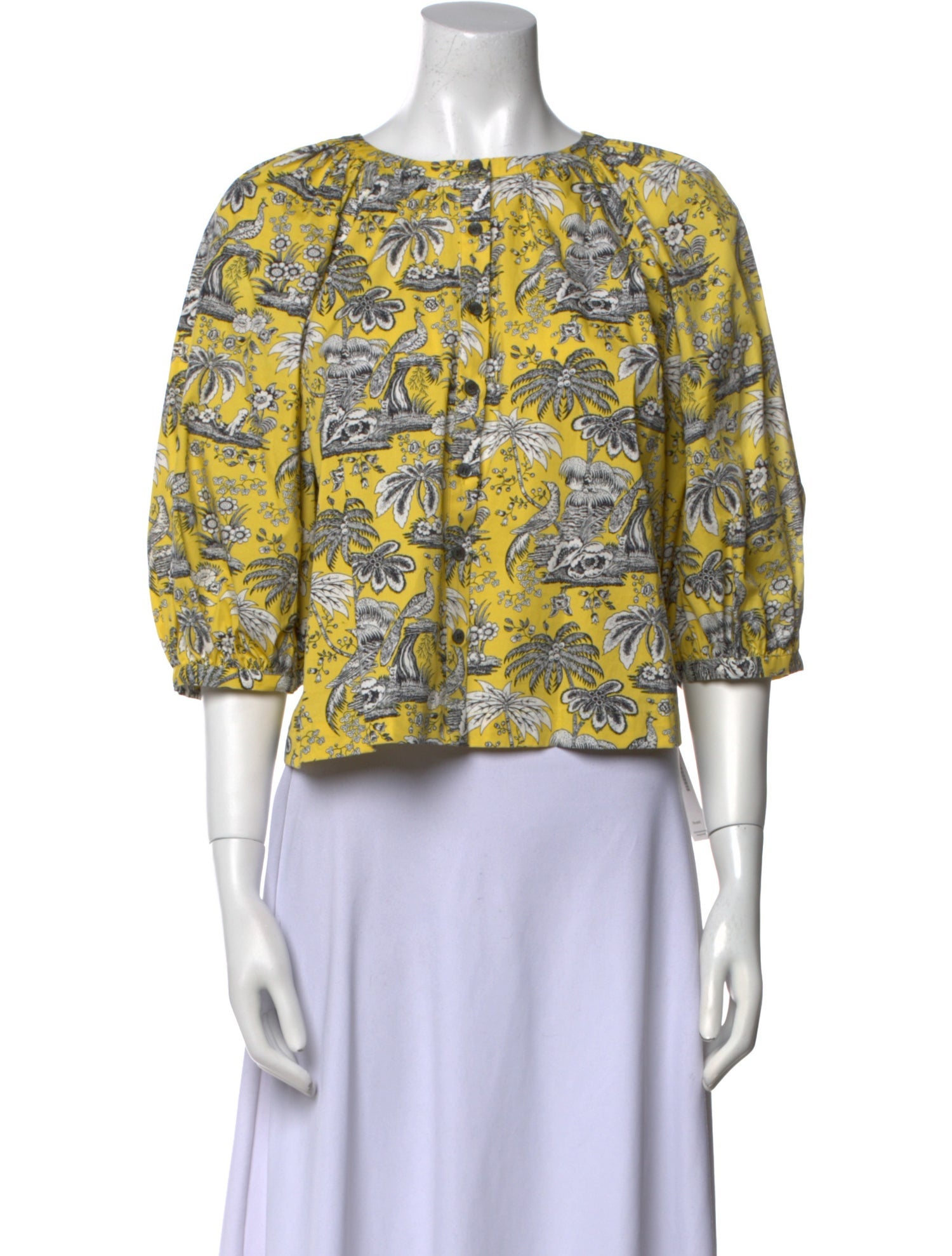 Staud Printed Scoop Neck Crop Top