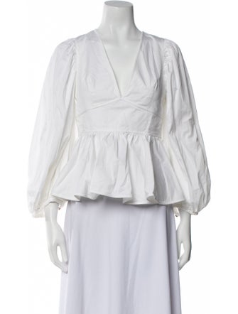 Staud V-Neck Three-Quarter Sleeve Blouse