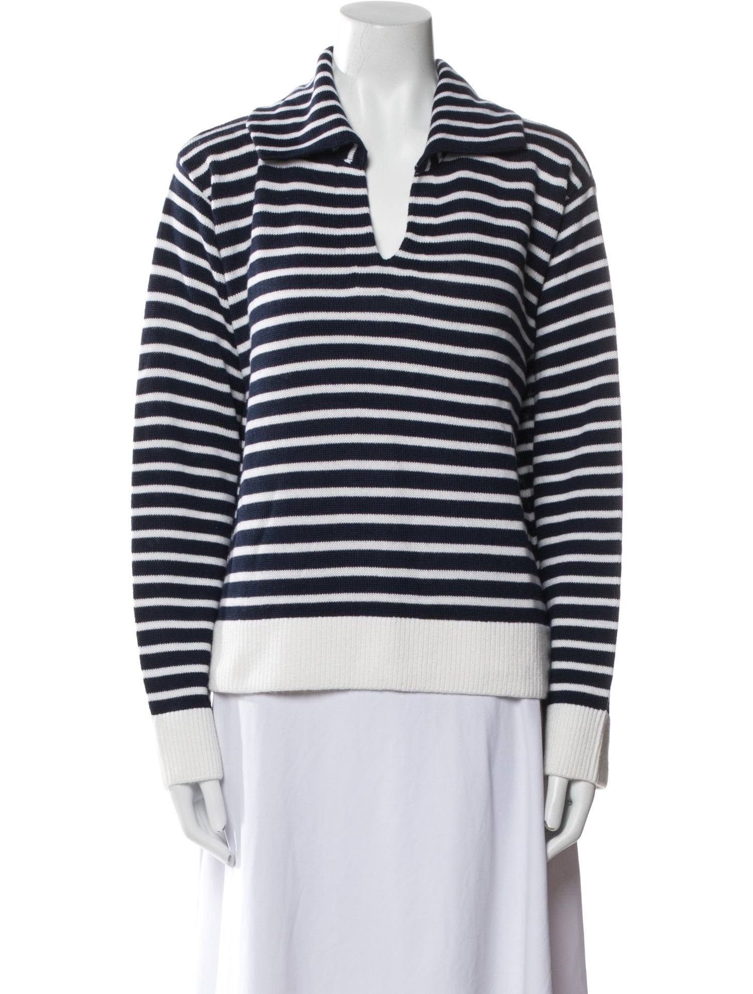 Staud Striped V-Neck Sweater