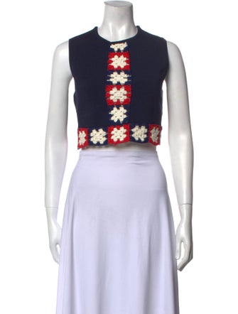 Staud Printed Crew Neck Crop Top