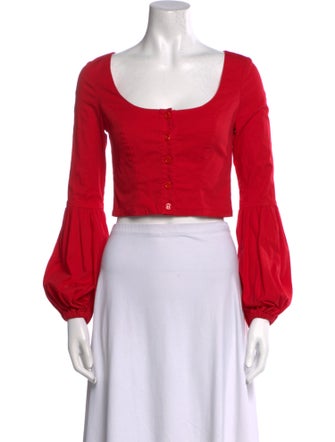 Staud Square Neckline Long Sleeve Crop Top