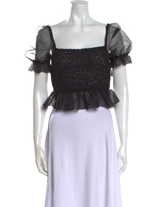 Staud Square Neckline Short Sleeve Crop Top