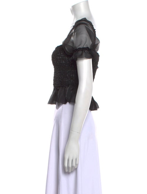 Staud Square Neckline Short Sleeve Crop Top