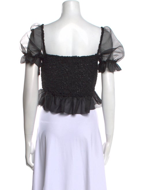 Staud Square Neckline Short Sleeve Crop Top