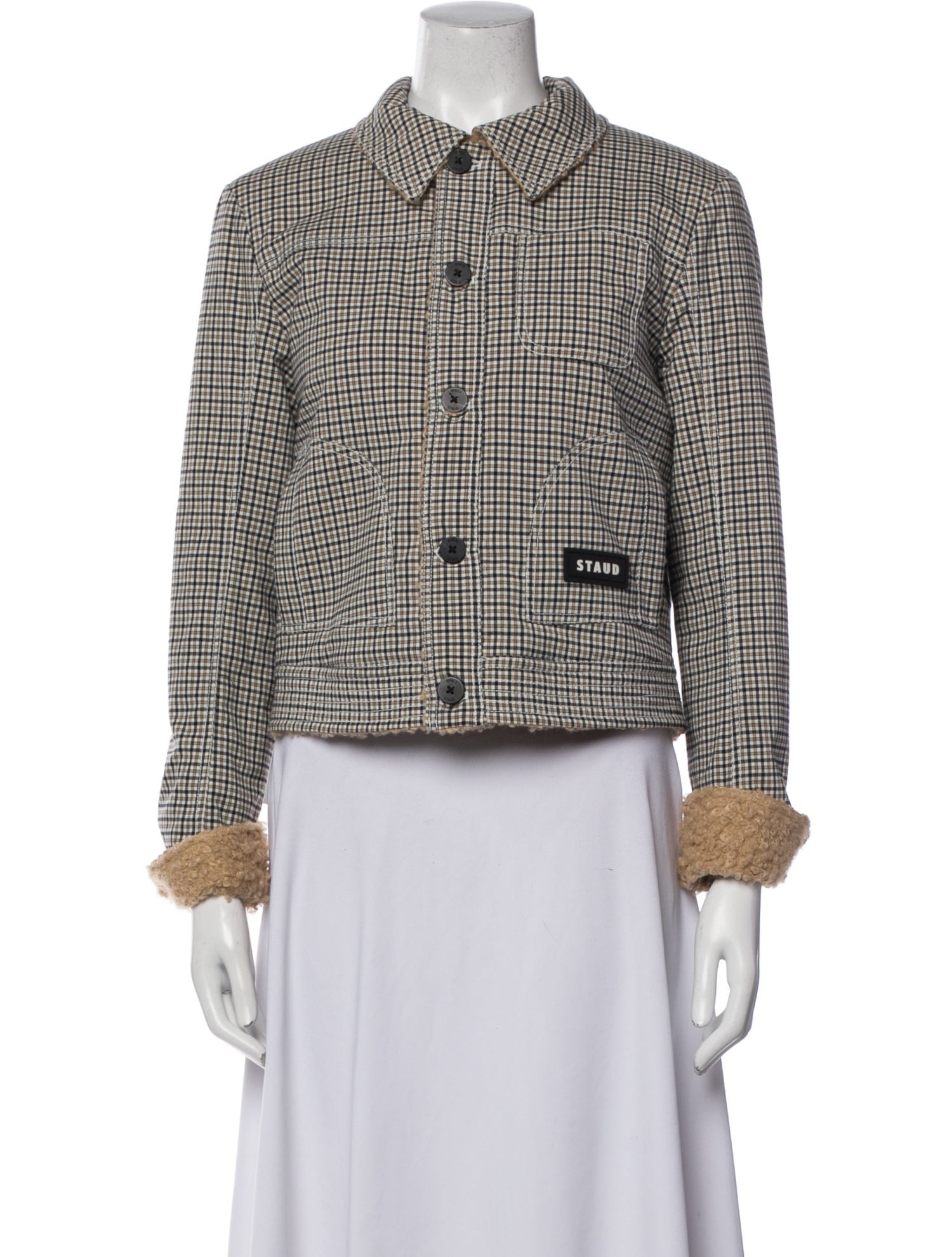 Staud Plaid Print Evening Jacket