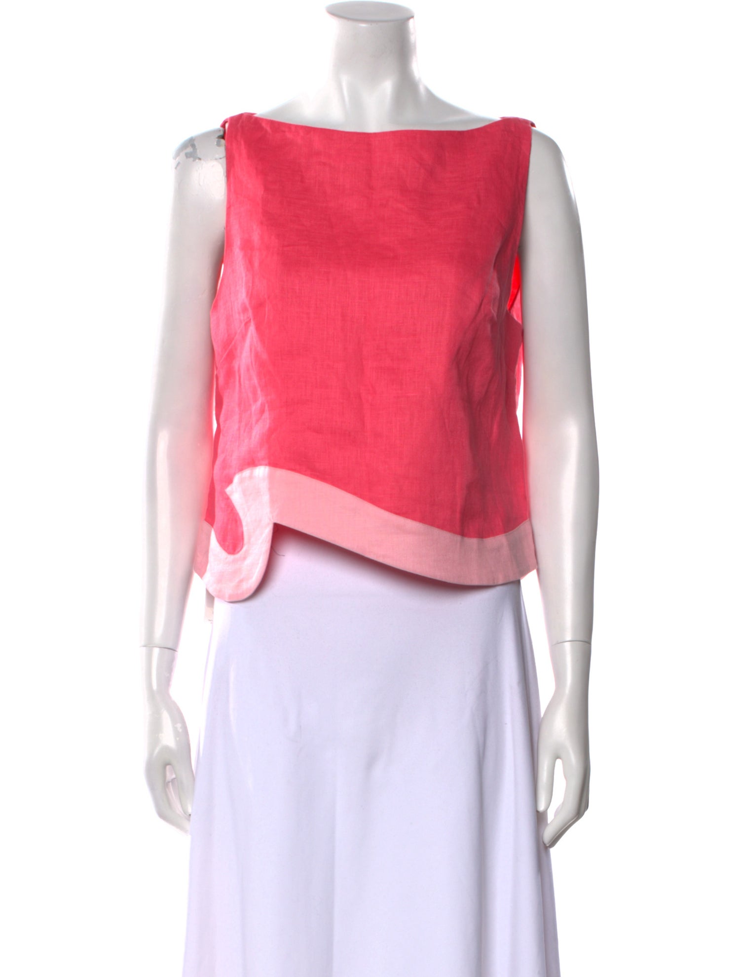 Staud Linen Bateau Neckline Crop Top