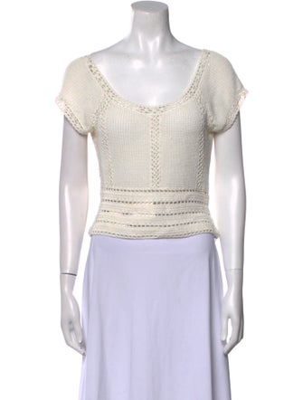 Staud Scoop Neck Short Sleeve Crop Top