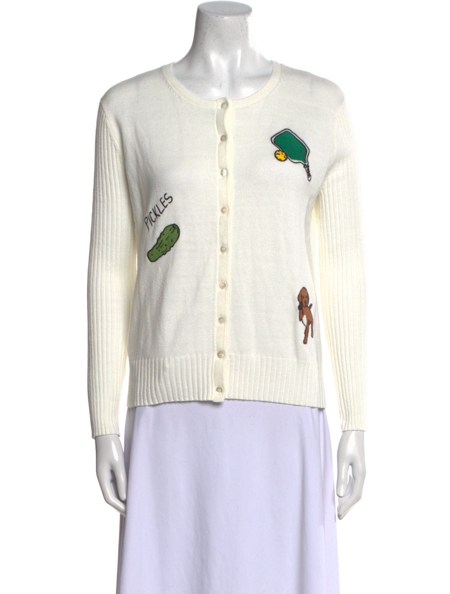 Staud Graphic Print Crew Neck Sweater