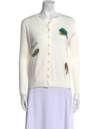 Staud Graphic Print Crew Neck Sweater