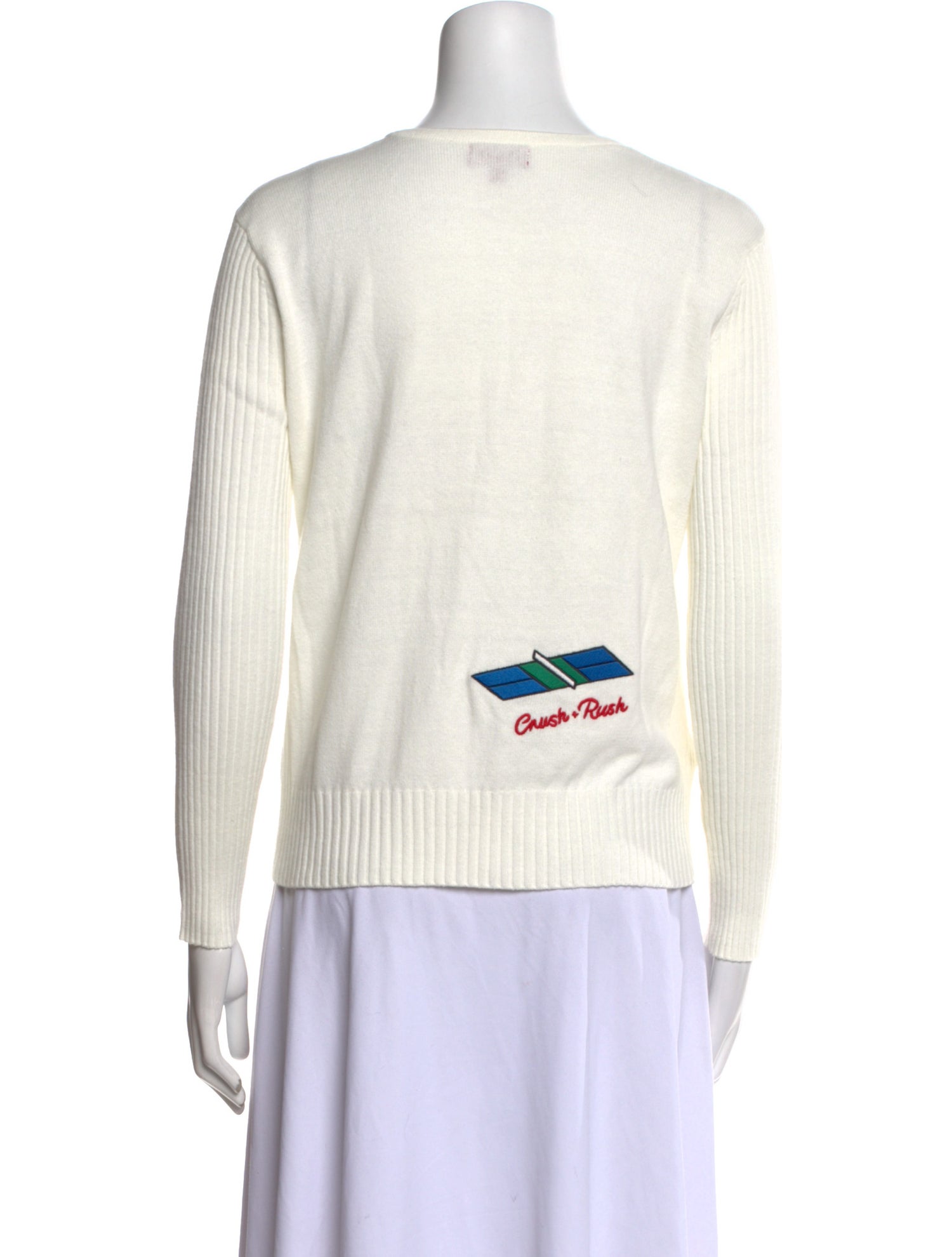 Staud Graphic Print Crew Neck Sweater