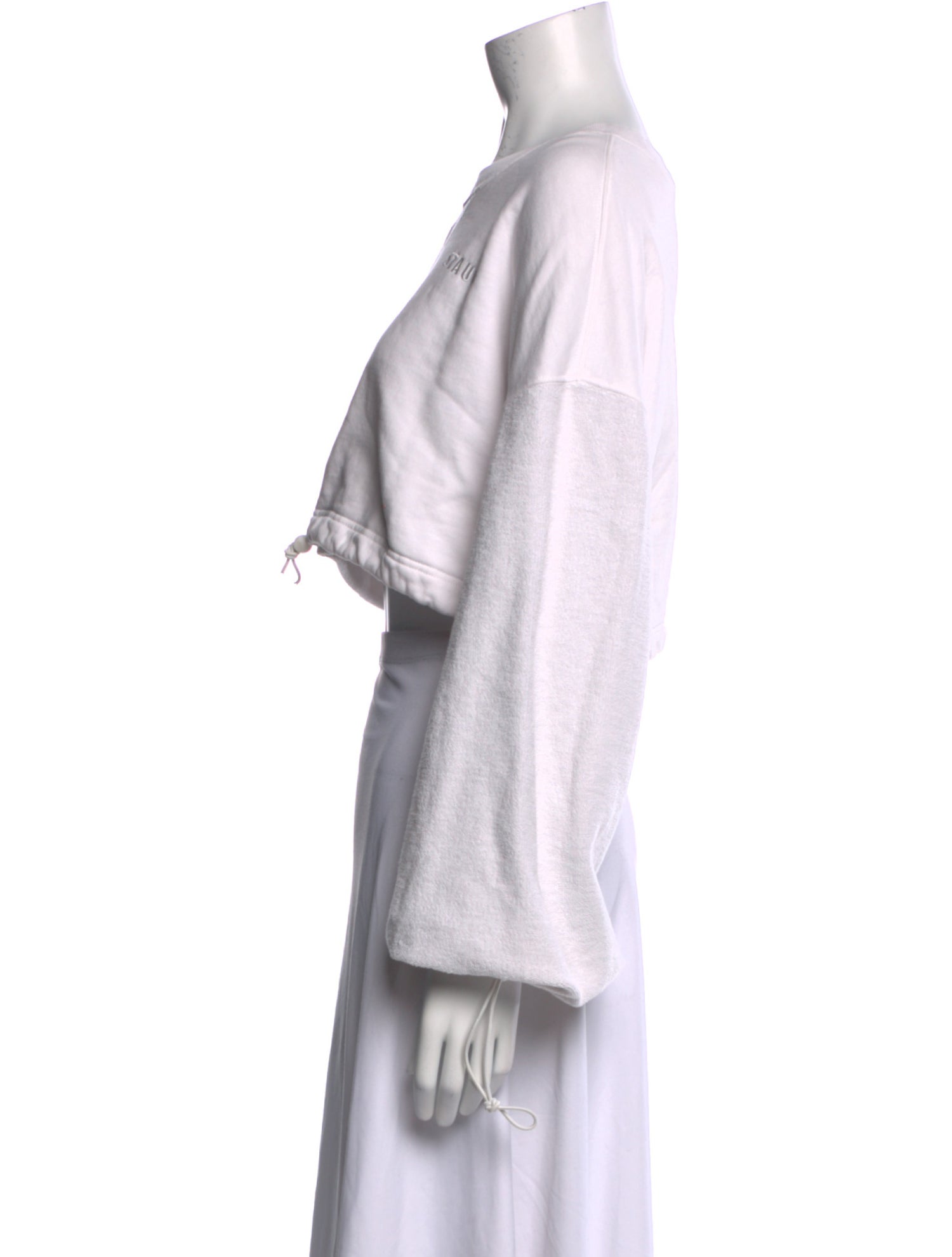 Staud Crew Neck Long Sleeve Crop Top